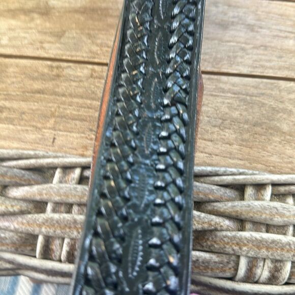 Mexican Made Leather Statement Buckle Belt 38 - Picture 4 of 5